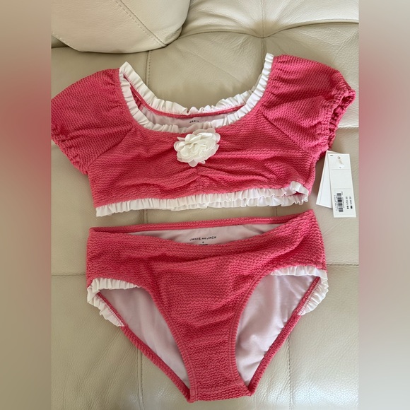 JANIE AND JACK
Girl's Textured 2-Piece Swimsuit  Floral Detail NWT Size 12 - Picture 3 of 7